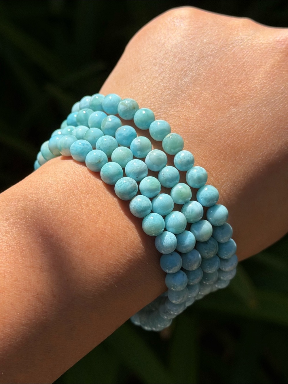 6.5mm dainty‎ 7 inches larimar bracelet 1844
